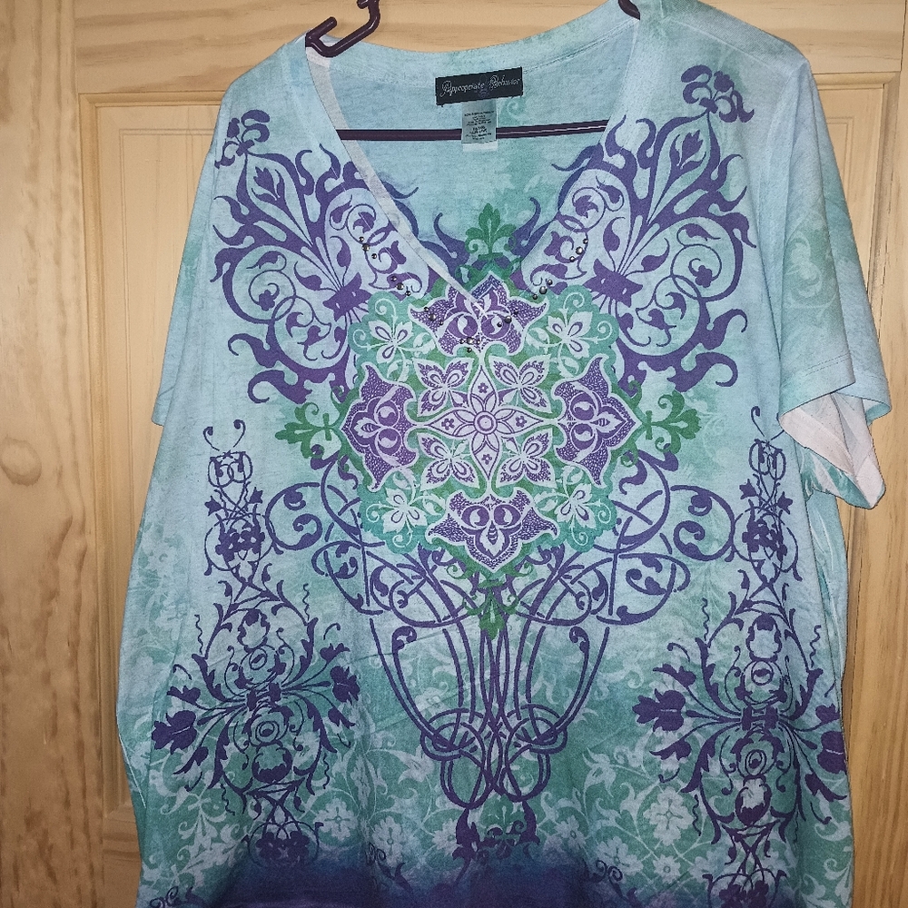 Elegant Women's Teal and Purple Blouse